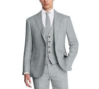 ZKHOECR Herrenanzug, 3-teilig, Leinen, schmale Passform, Blazer, Weste, Hose, Set, Hochzeit, Abschlussball, Smoking, Business, Freizeitanzug, Hellgrau, XL