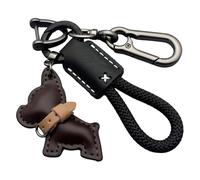 Zkydhbd Schlüsselanhänger aus PU Leder, französischer Hund, Anhänger für Auto und Heimschlüssel, Leichter, sicherer mit rostfreiem Design, Autoschlüsselhalter