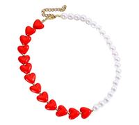 Zkydhbd Stylish Heart Designs Harzperlen Halskette Armband Mit Nachahmungsperlen Für Frauen Täglich Outfits Romantik Datum Halskette Geeignet