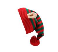 Zkydhbd Warme Gestreifte Strickmütze Flauschiges Oberteil Aus Acryl Mit Ohren Für Weihnachten Feiertage Familienfeiern Gestreifte Wintermützen