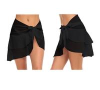 ZKZFCAI Damen Sarong Pareo Chiffon, Strand Wrap Sarong Cover Up Chiffon Badeanzug Wickelröcke Pareo für den Strand Bikini Swimsuit, Strandkleid Multifunktional Einheitsgröße(Schwarz)