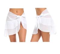 ZKZFCAI Damen Sarong Pareo Chiffon, Strand Wrap Sarong Cover Up Chiffon Badeanzug Wickelröcke Pareo für den Strand Bikini Swimsuit, Strandkleid Multifunktional Einheitsgröße (Weiß)