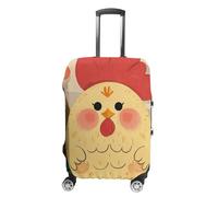 ZLFDSKGY Waschbare Gepäckhülle, niedlicher Hahn mit Hühnern, bedruckt, elastischer Koffer-Schutz, kratzfester Kofferbezug für Gepäckgröße, Niedliche Hahn-Hühner, M