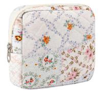 ZLFSRQ Kleine gesteppte Make-up-Tasche fr Geldbrse, Mini-gesteppte Tasche, niedliche Baumwoll-Make-up-Tasche mit Fchern, sthetische Kosmetikt