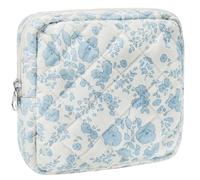 ZLFSRQ Kleine gesteppte Make-up-Tasche für Geldbörse, Mini-Make-up-Tasche, niedliche Baumwoll-Make-up-Tasche mit Fächern, ästhetische Kosmetiktasche für Damen, Kokette, Reißverschluss