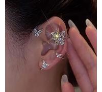 1 Stück Neue Blatt Schmetterling Ohrclips Für Frauen Ohne Piercing Funkelnde Zirkon Kristall Ohr Manschetten Ohrclips Beliebte Schmuck