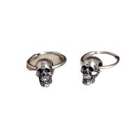 ZLING 5 * 6mm Totenkopf Charms Creolen Vintage 100% 925 Sterling Silber Totenkopf Ohrringe Gothic Punk Ohr Piercing Tropfenohrring