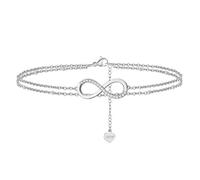 ZLING 925 Sterling Silber Einzigartige Geschichtete Unendlichkeits- Und Satelliten-fußkettchen Für Frauen 14 Karat Gold Fußarmband Fußriemen Schmuck