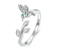 ZLING 925 Sterling Silber Kolibri Öffnungsring Für Frauen Pavé Glänzender Cz Ring Eternity Band Feiner Schmuck Geburtstagsgeschenk