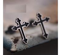 ZLING 925 Sterling Silber Kreuz Ohrstecker Vintage Christentum Kreuz Ohrstecker Gothic Herren Ohrring