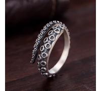 ZLING 925 Sterling Silber Retro Octopus Ring Für Männer Frauen Größenverstellbarer Wickelring Punk Gothic Schmuck