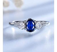 ZLING Blauer Saphir-Ring Für Frauen Aus Massivem 925er Sterlingsilber, Schmuck, Ovaler Schnitt, Blauer Edelstein, Eleganter Verlobungs-, Hochzeitsschmuck