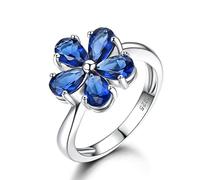 ZLING Erstellt Blume Blau Saphir Schmuck Solide 925 Sterling Silber Ringe Für Frauen Romantische Hochzeitsgeschenke Edlen Schmuck
