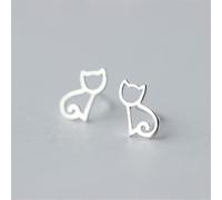 ZLING Niedliche Echte 925 Sterling Silber Kleine Katze Tier Ohrstecker Für Frauen Sterling Silber S925 Party Schmuck