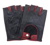 ZLUXURQ Damen-Lederhandschuhe Vollmaschige Fingerlose Halbfinger-Fahrhandschuhe