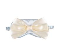 ZLXCAOB Schlaf-Augenklappe, Schleife, Dekor, lichtblockierende Augenabdeckung aus Kunstseide, Baumwolle, mit Gummiband für Frauen (Blau)