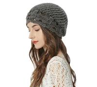 ZLYC Damen Sommer Strickmützen Handgemacht Häkelmütze Slouch Beanie Mütze | Baumwolle Blumenmuster Retro Beanie,leichte atmungsaktive Mütze für Frühling,Sommer,Herbst