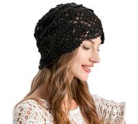 ZLYC Damen Sommer Strickmützen Handgemacht Häkelmütze Slouch Beanie Mütze | Baumwolle Blumenmuster Retro Beanie,leichte atmungsaktive Mütze für Frühling,Sommer,Herbst