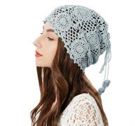 ZLYC Damen Sommer Strickmützen Handgemacht Häkelmütze Slouch Beanie Mütze | Baumwolle Blumenmuster Retro Beanie,leichte atmungsaktive Mütze für Frühling,Sommer,Herbst