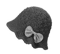 ZLYC Damen Winter Fischerhüte Handgemachte Strick Cloche Hüte Baumwolle Bowler Hut (Bogen Grau),Gr.Einheitsgröße