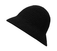 ZLYC Damen Winter Fischerhut Mode Strick Cloche Mütze Einfarbiger Warm Hut (Feste Schwarz),Einheitsgröße