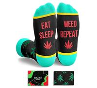 Zmart Lustiges Unkrautgeschenk für Männer, Frauen, Teenager - Marihuana-Geschenk, Cannabis 420 Geschenke für Steiner, Topfblatt-Geschenk, Unkrautsocken, Topfblatt-Socken, Eat Sleep Weed Repeat Black,