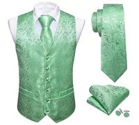 ZMIN Seiden-Paisley-Jacke für Herren, Weste, Krawatte, Einstecktuch, Manschettenknöpfe, Set, Hochzeit, formelle Manschettenknöpfe, ärmellose Jacke 2618 L