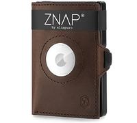 ZNAP Airtag Geldbörse aus Premium-Leder | Kartenetui für Herren | Geldbörse für Herren | RFID-Blockierung & Slim Wallet, Braun, Größe 8