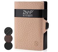 ZNAP Herren-Geldbörse aus Leder - Kartenhalter für Herren aus Aluminium mit RFID-Hülle, schützt Ihre Kreditkarten, große Geldtasche, abnehmbare Geldbörse, bis zu 8 Karten - cremefarben, Cremefarbene