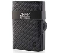 ZNAP® Slim Wallet Kreditkartenetui | Geldbörse Herren klein | Kartenhalter | Kartenetui | Portemonnaie mit RFID Schutz | 12 Karten | Carbon