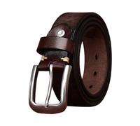 ZNEL 5.5mm Dicker Vintage Gürtel Aus Echtem Leder Für Herren Damen- Robustes Top-Grain Jeansgürtel Mit Dornschließe, Waschbar, Lässiger Stil(125cm/49, Coffee)