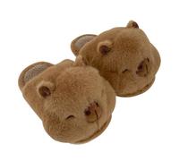 ZNEL Capybara Kopf Plüsch Baumwolle Pantoffeln Winter Innen Außen Warme Hausschuhe Gemütliche Tier Flauschige Niedliche Pantoffel Für Damen(36/37 EU, Khaki)