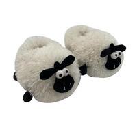 ZNEL Cartoon Flauschiges Tier Plüsch-Hausschuhe in Schafform Für Damen Und Herren rutschfest Winter-Pantoffeln Für Erwachsene(38/39 EU, White)