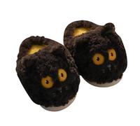 ZNEL Cartoon Niedliche Schwarze Katze Tier Hausschuhe Für Herren Damen Plüsch Bequeme Schlafzimmer Flauschige Fleece Weiche Gemütliche Anti-Rutsch Gefütterte Pantoffeln(40/41 EU, Black)