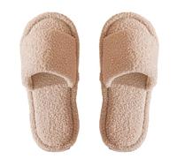 ZNEL Damen Offene Zehen Flauschige Hausschuhe Scuff Outdoor Indoor Pantoletten Warme Plüsch-Schlafschuhe Mit Kunstfellfutter(38/39 EU, Khaki)