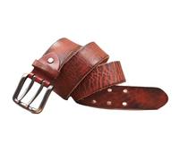 ZNEL Doppeldorn Jeansgürtel Hochleistungsfähig Arbeitsgürtel 2 Löcher, Handgefertigt, Dickes Leder Taillengürtel Mit Quadratischer Vintage-Schnalle 3.8cm Breit(120cm/47, Reddish Brown)