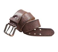 ZNEL Doppeldorn Jeansgürtel Hochleistungsfähig Arbeitsgürtel 2 Löcher, Handgefertigt, Dickes Leder Taillengürtel Mit Quadratischer Vintage-Schnalle 3.8cm Breit(105cm/41, Coffee)