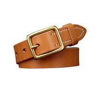 ZNEL Dünner Gürtel Aus Echtem Leder Für Damen/Herren - 2,8 cm Breit Schmaler Ledergürtel - Klassische Gold Schnalle Für Jeans, Kleider & Taillenband(110cm/43, Brown)