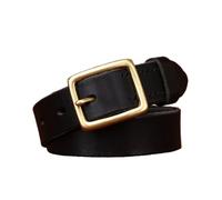 ZNEL Dünner Gürtel Aus Echtem Leder Für Damen/Herren - 2,8 cm Breit Schmaler Ledergürtel - Klassische Gold Schnalle Für Jeans, Kleider & Taillenband(110cm/43, Black)