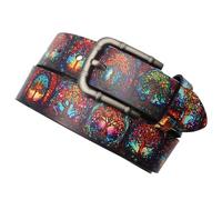 ZNEL Einzigartiger Gürtel Mit Hip-Hop-Punk-Graffiti-Aufdruck Mit Farbenfrohem Baumdesign - Jeansgürtel Statement-Schnalle Für Trendige Modebegeisterte(105cm/41, Black)