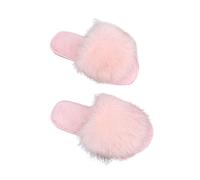 ZNEL Flauschige Pom Pom Feder Weiche Hausschuhe Plüsch Cozy Memory Foam Scuff Pantoletten Damen Kunstpelz rutschfest Haus Pantoffel Für Frauen(38/39 EU, Pink)