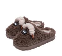 ZNEL Flauschiges Tier Hausschuhe Plüsch Ziege Schaf Pantoffel Für Frauen Und Männer, Winter Slides Schrammen rutschfest Dicke Sohle Pantoffeln Für Erwachsene(40/41 EU, Coffee)