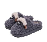 ZNEL Flauschiges Tier Hausschuhe Plüsch Ziege Schaf Pantoffel Für Frauen Und Männer, Winter Slides Schrammen rutschfest Dicke Sohle Pantoffeln Für Erwachsene(42/43 EU, Gray)