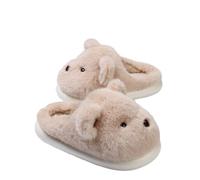 ZNEL Flauschiges Tier Plüsch Niedliche Welpe Hund Hausschuhe Für Frauen Und Männer Winter Indoor Scuff Pantoffel rutschfest Dicke Sohle Pantoffeln Für Erwachsene(36/37 EU, Khaki)