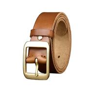 ZNEL Gewaschener Vintage Gürtel Aus Echtem Leder 3,8cm Breit Für Damen Und Herren - Rindslederband Jeansgürtel Massiver Messing Quadratverschluss(110cm/43, Brown)