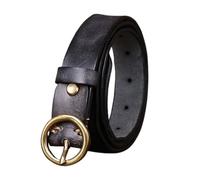 ZNEL Gürtel Aus Echtem Leder Für Damen Und Herren, Dornschließe Runde Schnalle Aus Kupfer, Jeansgürtel Für Lässige Jeans Und Alltagskleidung(105cm/41, Black)
