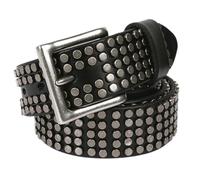 ZNEL Gürtel Aus Echtem Leder Mit Nieten Für Männer Und Frauen - Einzigartiges, Strapazierfähiges Unisex-taillenaccessoire Aus Rindsleder Im Punk-Stil(120cm/47, Black)