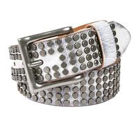 ZNEL Gürtel Aus Echtem Leder Mit Nieten Für Männer Und Frauen - Einzigartiges, Strapazierfähiges Unisex-taillenaccessoire Aus Rindsleder Im Punk-Stil(115cm/45, White)