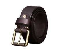 ZNEL Handgefertigter 4cm Breiter Herrengürtel Aus Echtem Leder - 5mm Dickes Vollnarbiges Vintage Rindsleder Jeansgürtel Mit Rollschnalle Dornschließe(115cm/45, Coffee)