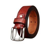 ZNEL Handgemachter Herren Damen Krokodilmuster Ledergürtel Heavy Duty Prägung Gürtel Aus Rindleder Mit Doppeldorn Schnalle, Doppel-Loch ösen Jeansgürtel(105cm/41, Reddish Brown)